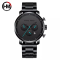 HANNAH MARTIN 111 Simple Japan Quartz Movement Full Black Stainless Steel Multi-unction Calendar Men's Luxury Watches wrist